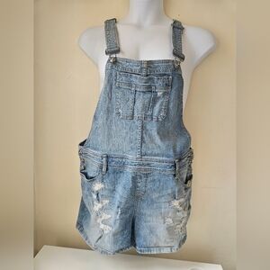 Torrid Premium-Distresed  Denim Short Overalls Women's SZ 14"